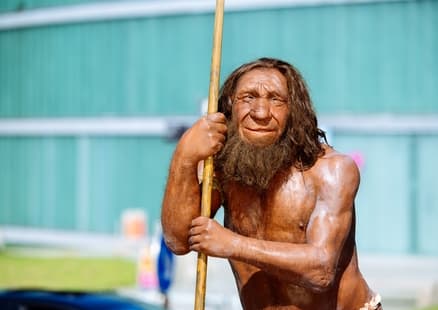 Rekonstruktion_Neanderthaler_Mr N_homo neanderthalensis_vor Museum